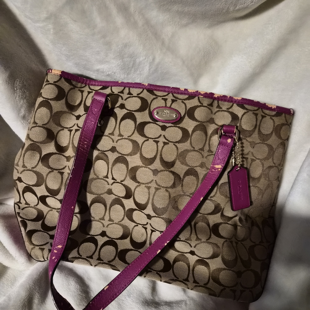 Coach Signature Brown and Pink Tote Bag